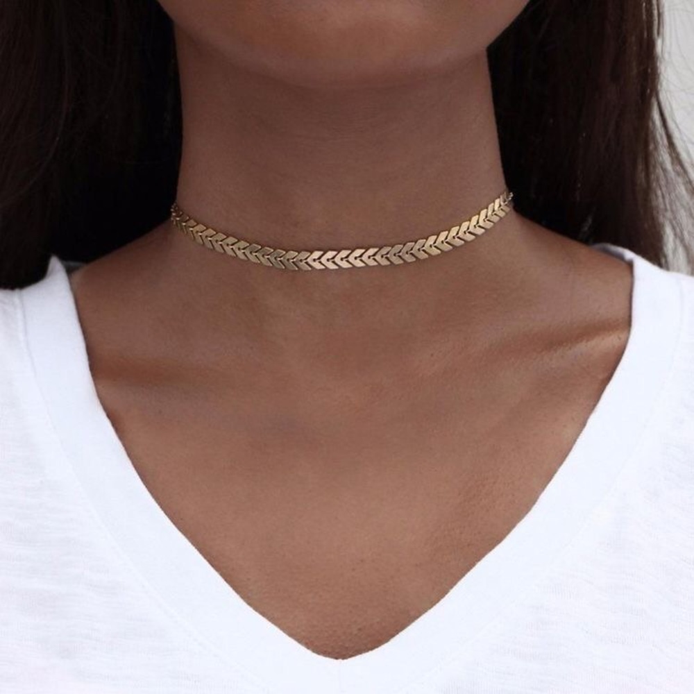 Gold chocked chain necklace